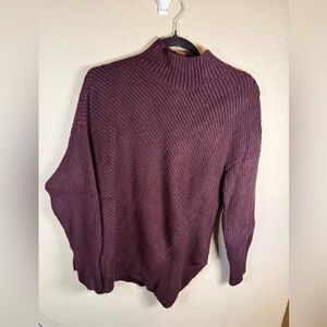 Express Deep Purple Knit Asymmetrical Tunic Sweater